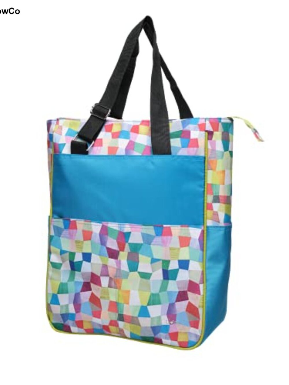 Large Tennis Tote Bag for Women, 6 Pockets, Fits 2 Rackets, Nylon Shoulder Bag